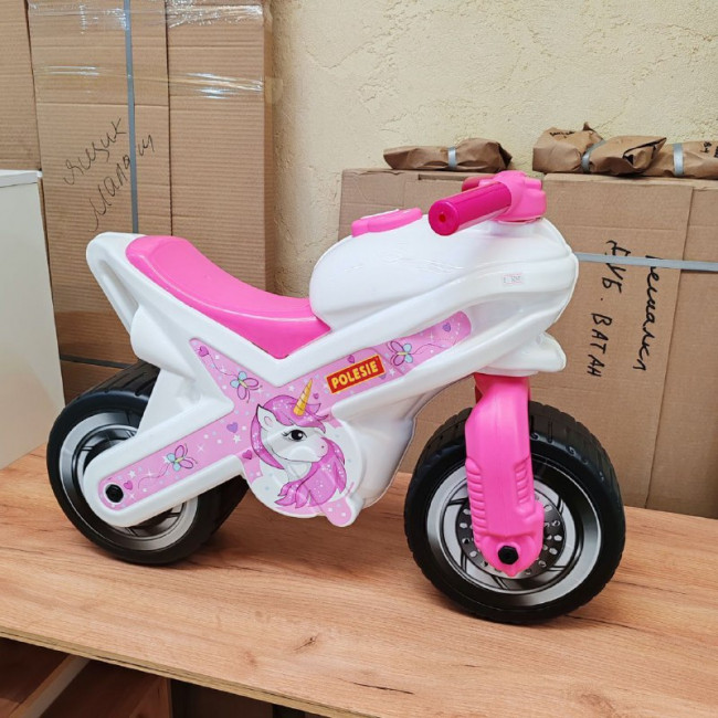 Каталка-мотоцикл "МХ" розово-белый.