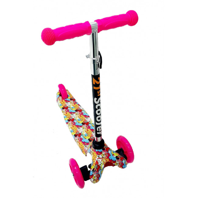 Самокат scooter mini(до 40 кг) АРТ.4967 граффити розовый