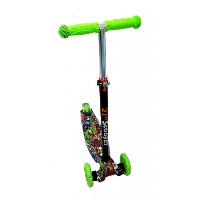 Самокат Scooter maxi(до 60 кг) АРТ.5675 граффити зеленый